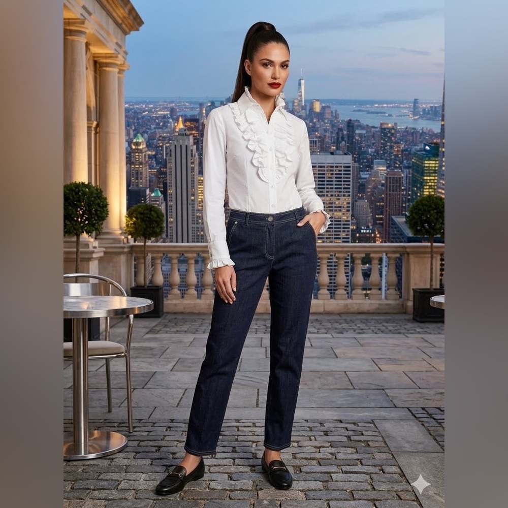 St John Collection dark Blue EMMA Jeans women Size 6 old money quiet luxury